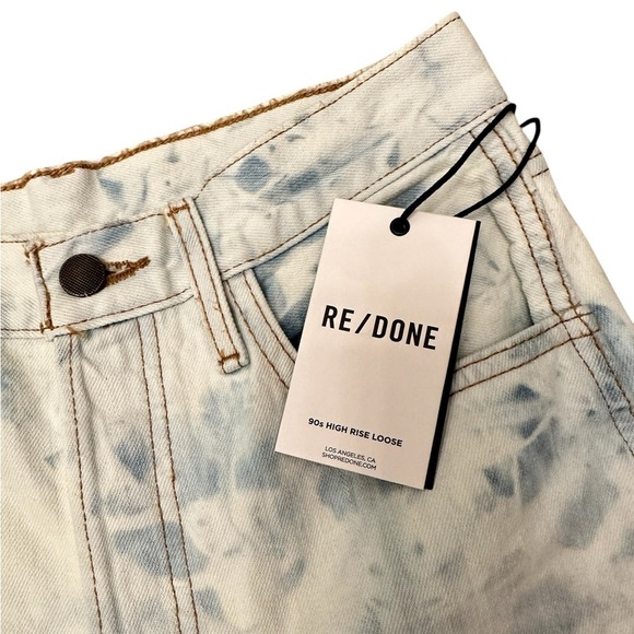 Re/Done Jeans 90s High Rise Loose Light Blue White Tie-Dye Size 25 NWT $279 MSRP - Picture 13 of 13